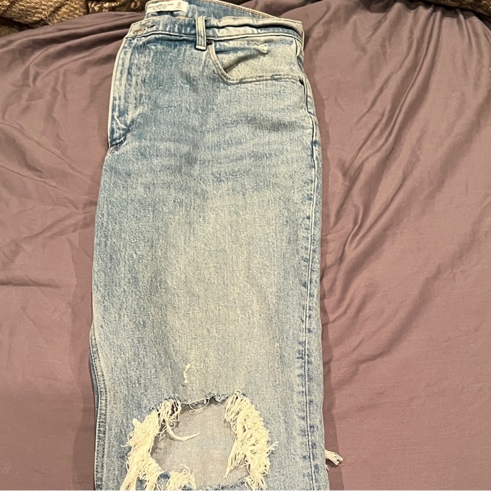 Abercrombie & Fitch Light Blue Distressed Boyfriend Jeans